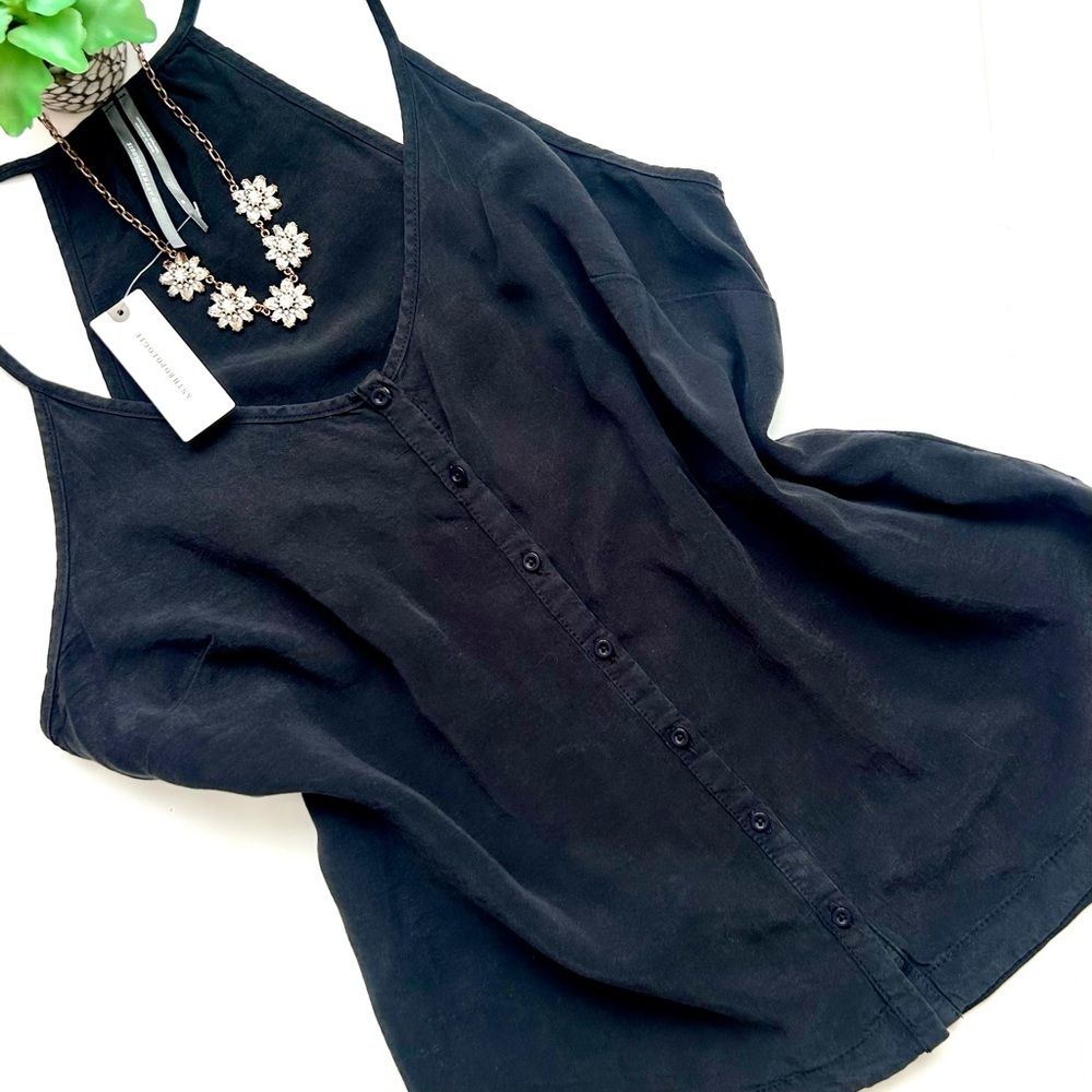 Anthropologie Jenny Button Cami Black Racerback Tank Top Size M Medium NWT - Picture 2 of 10
